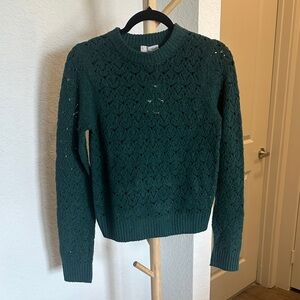 Universal Thread Forest Green Openwork Crewneck Sweater